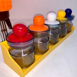 v i n t a g e :: Bright Midcentury 5 Storage Jar Set Shelf Apothecary Bath